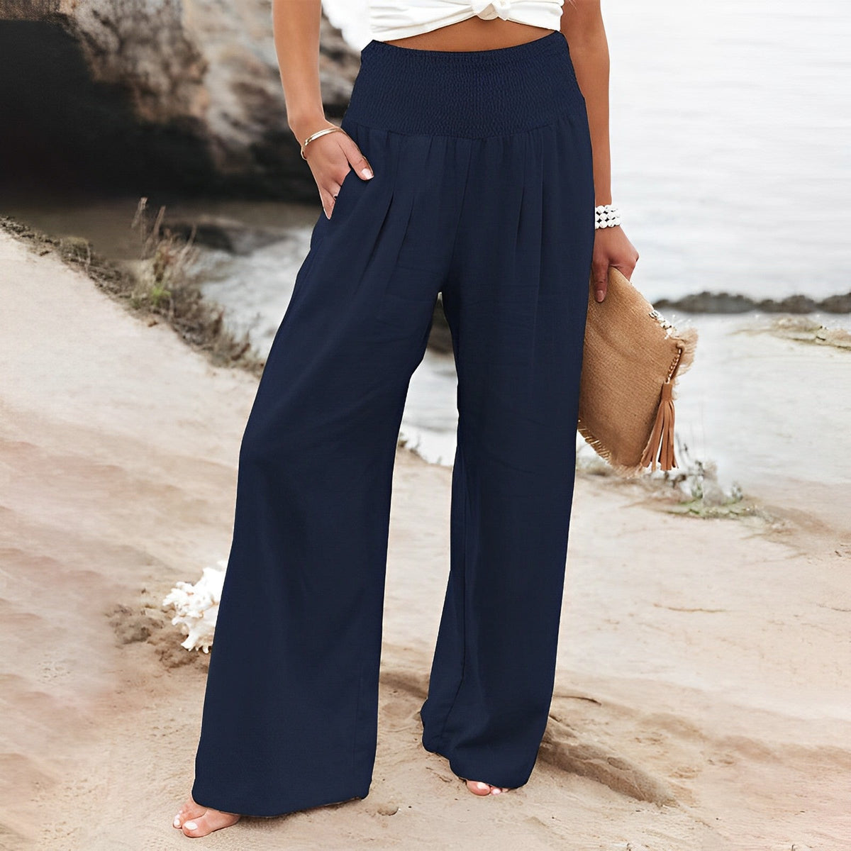 Pantalon femme large et fluide taille confortable