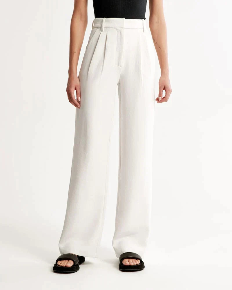 Pantalon Femme Taille Haute à Jambes Larges – Coupe Décontractée et Élégante