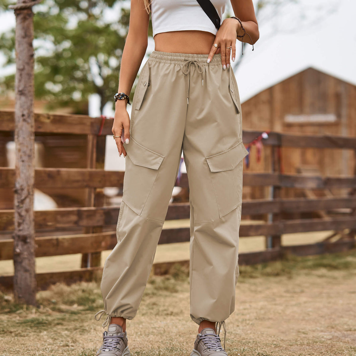 Pantalon cargo fonctionnel léger et élégant pour femme – Pantalon décontracté d’extérieur