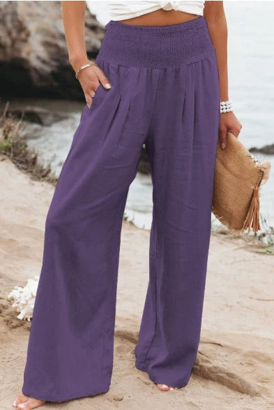 Pantalon élégant taille haute pour femme – Coupe décontractée et confortable avec taille élastique